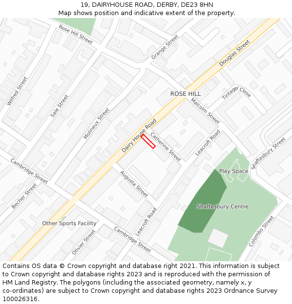 19, DAIRYHOUSE ROAD, DERBY, DE23 8HN: Location map and indicative extent of plot