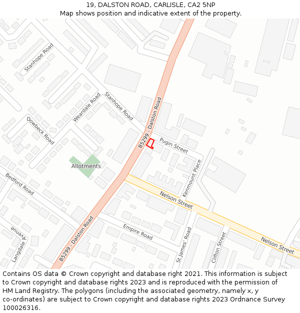 19, DALSTON ROAD, CARLISLE, CA2 5NP: Location map and indicative extent of plot