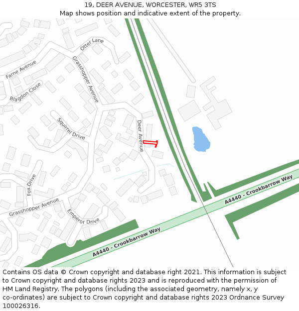 19, DEER AVENUE, WORCESTER, WR5 3TS: Location map and indicative extent of plot