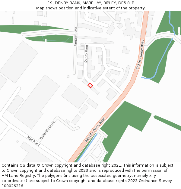 19, DENBY BANK, MAREHAY, RIPLEY, DE5 8LB: Location map and indicative extent of plot