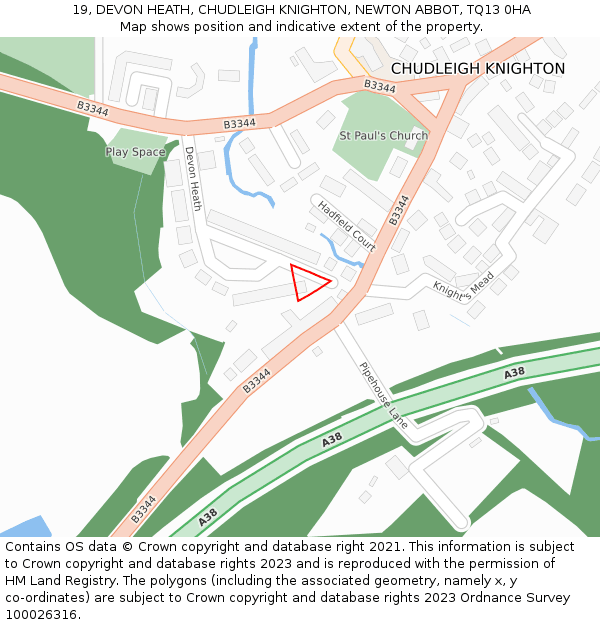 19, DEVON HEATH, CHUDLEIGH KNIGHTON, NEWTON ABBOT, TQ13 0HA: Location map and indicative extent of plot