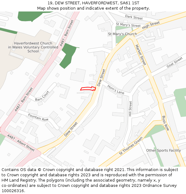 19, DEW STREET, HAVERFORDWEST, SA61 1ST: Location map and indicative extent of plot