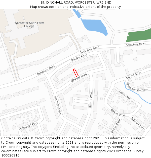 19, DINCHALL ROAD, WORCESTER, WR5 2ND: Location map and indicative extent of plot