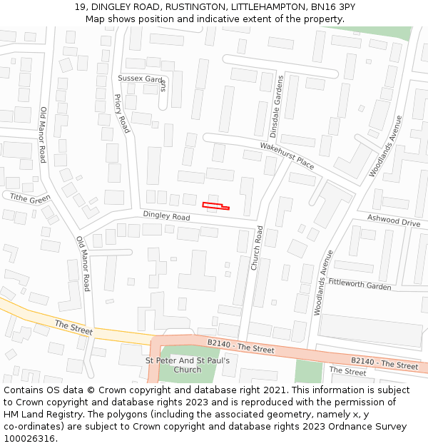 19, DINGLEY ROAD, RUSTINGTON, LITTLEHAMPTON, BN16 3PY: Location map and indicative extent of plot