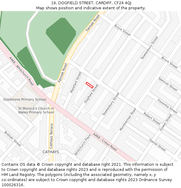 19, DOGFIELD STREET, CARDIFF, CF24 4QJ: Location map and indicative extent of plot