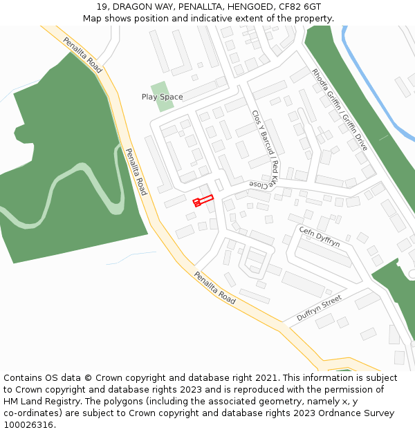 19, DRAGON WAY, PENALLTA, HENGOED, CF82 6GT: Location map and indicative extent of plot