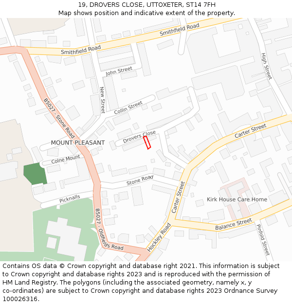 19, DROVERS CLOSE, UTTOXETER, ST14 7FH: Location map and indicative extent of plot