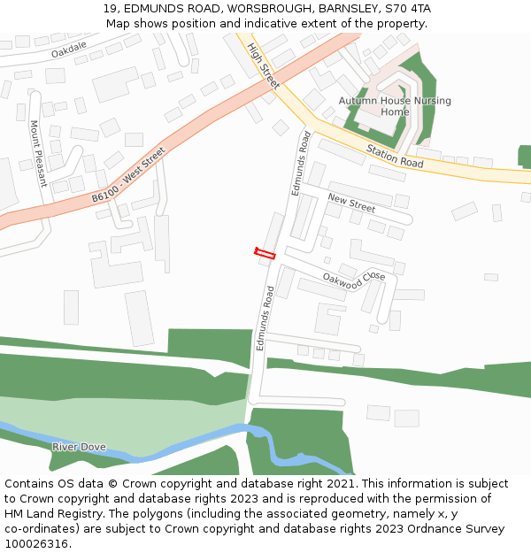 19, EDMUNDS ROAD, WORSBROUGH, BARNSLEY, S70 4TA: Location map and indicative extent of plot