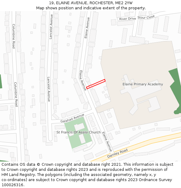 19, ELAINE AVENUE, ROCHESTER, ME2 2YW: Location map and indicative extent of plot