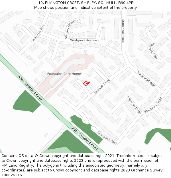 19, ELKINGTON CROFT, SHIRLEY, SOLIHULL, B90 4PB: Location map and indicative extent of plot