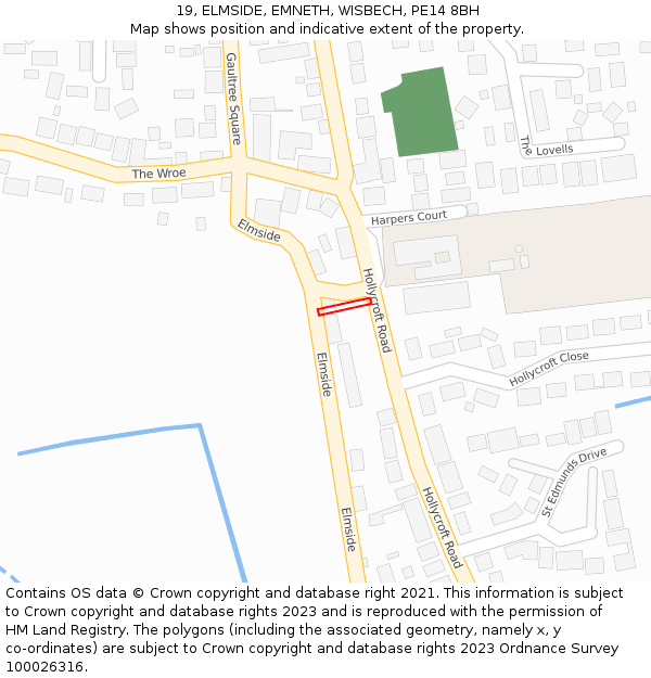 19, ELMSIDE, EMNETH, WISBECH, PE14 8BH: Location map and indicative extent of plot
