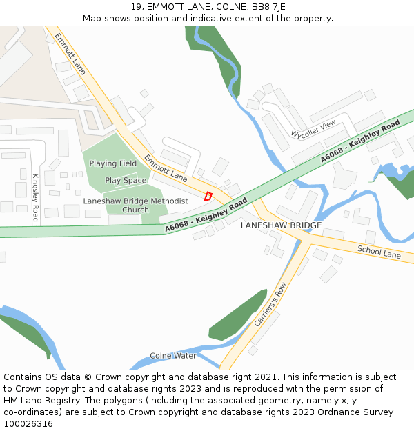 19, EMMOTT LANE, COLNE, BB8 7JE: Location map and indicative extent of plot