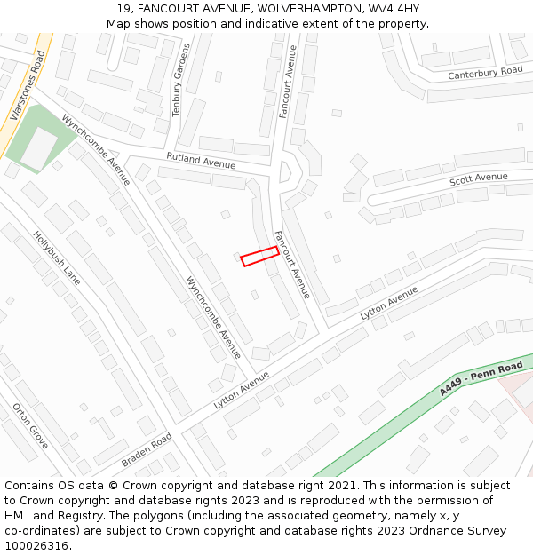 19, FANCOURT AVENUE, WOLVERHAMPTON, WV4 4HY: Location map and indicative extent of plot