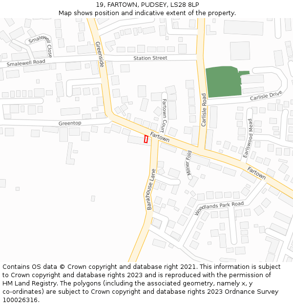 19, FARTOWN, PUDSEY, LS28 8LP: Location map and indicative extent of plot