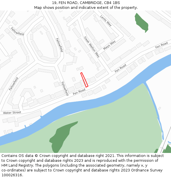 19, FEN ROAD, CAMBRIDGE, CB4 1BS: Location map and indicative extent of plot