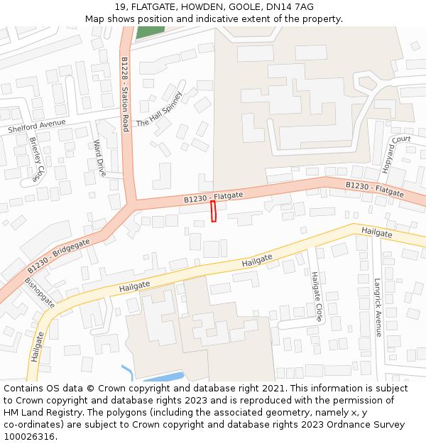 19, FLATGATE, HOWDEN, GOOLE, DN14 7AG: Location map and indicative extent of plot