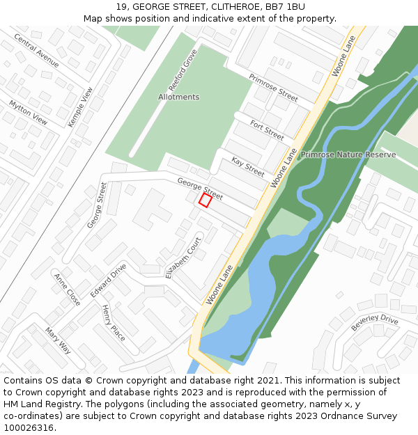19, GEORGE STREET, CLITHEROE, BB7 1BU: Location map and indicative extent of plot