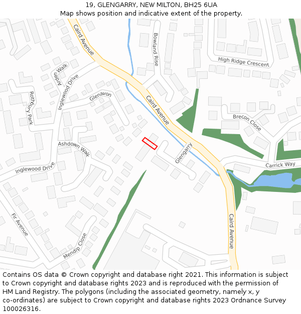 19, GLENGARRY, NEW MILTON, BH25 6UA: Location map and indicative extent of plot