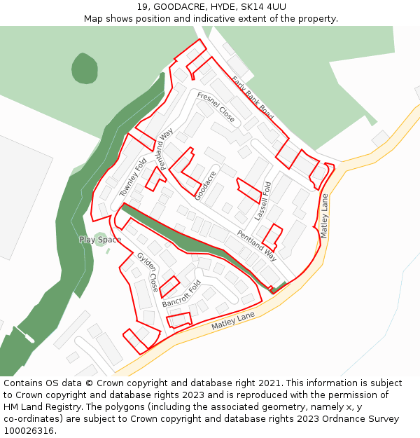 19, GOODACRE, HYDE, SK14 4UU: Location map and indicative extent of plot