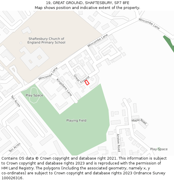 19, GREAT GROUND, SHAFTESBURY, SP7 8FE: Location map and indicative extent of plot