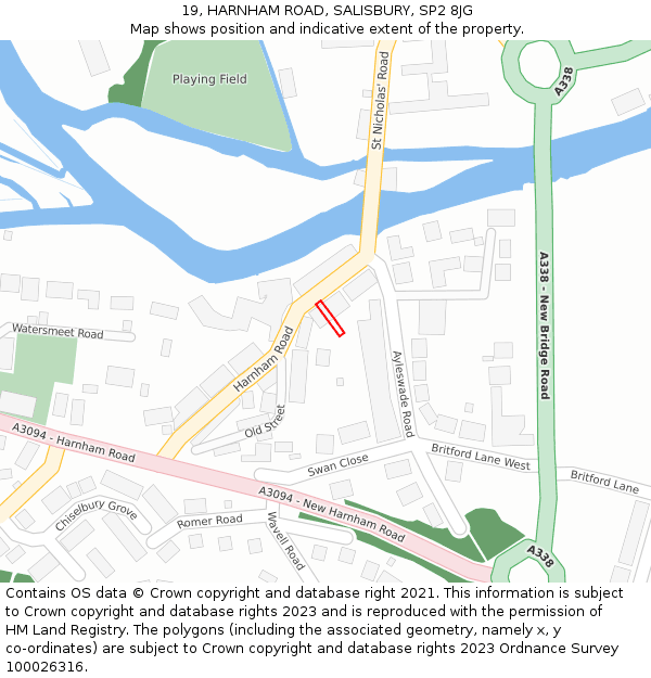 19, HARNHAM ROAD, SALISBURY, SP2 8JG: Location map and indicative extent of plot