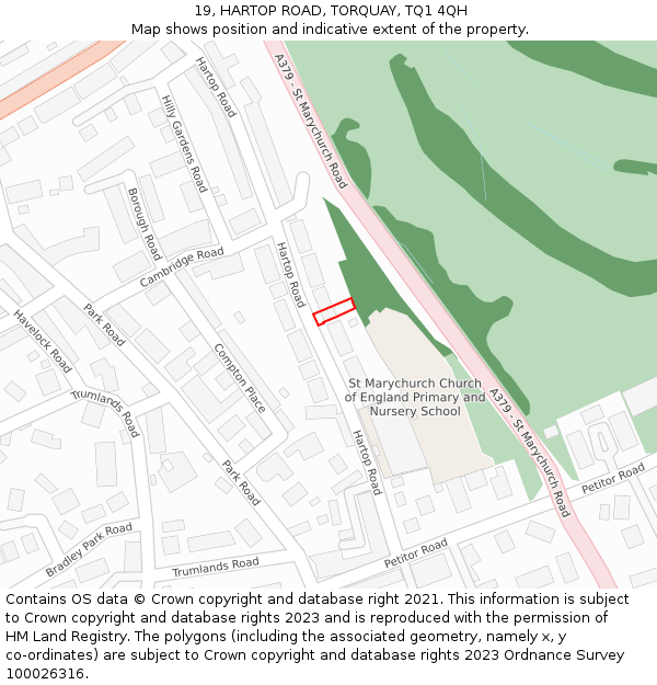 19, HARTOP ROAD, TORQUAY, TQ1 4QH: Location map and indicative extent of plot