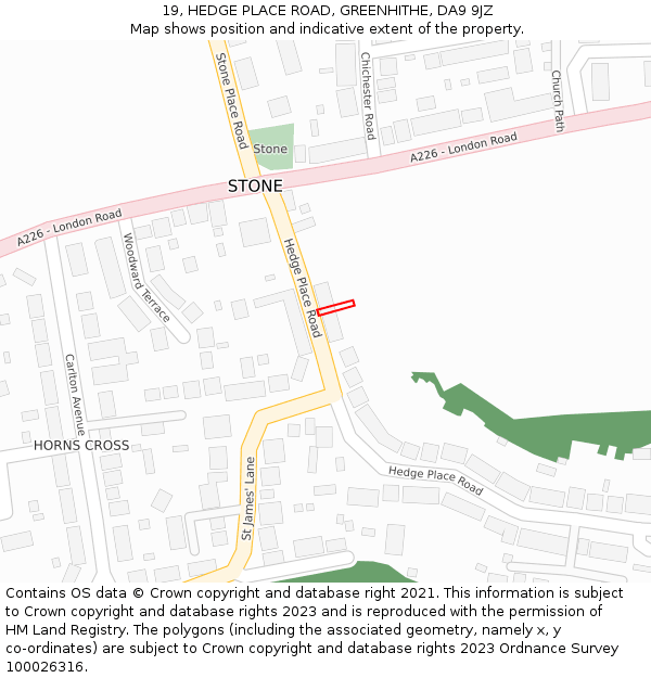 19, HEDGE PLACE ROAD, GREENHITHE, DA9 9JZ: Location map and indicative extent of plot