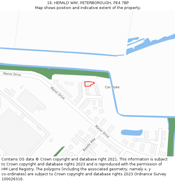 19, HERALD WAY, PETERBOROUGH, PE4 7BP: Location map and indicative extent of plot