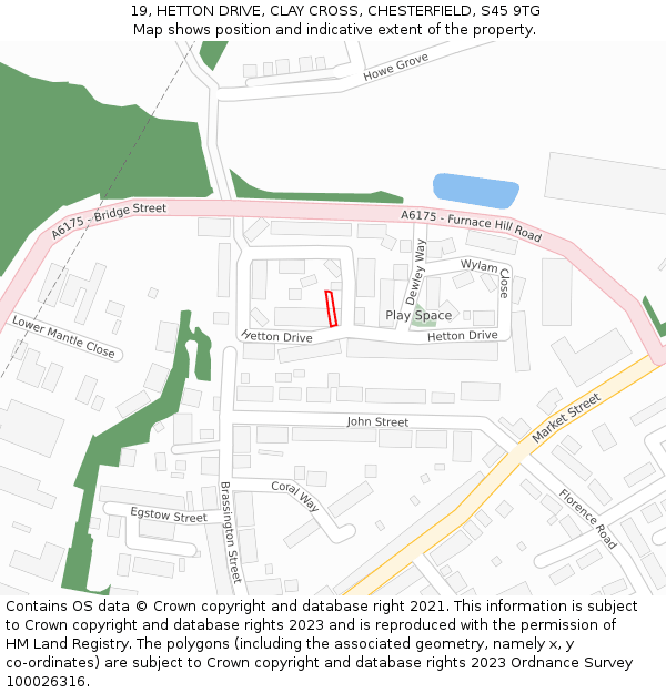 19, HETTON DRIVE, CLAY CROSS, CHESTERFIELD, S45 9TG: Location map and indicative extent of plot