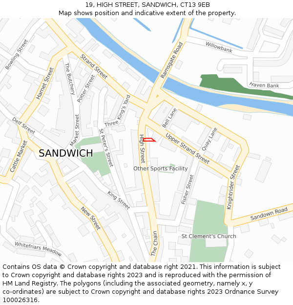 19, HIGH STREET, SANDWICH, CT13 9EB: Location map and indicative extent of plot