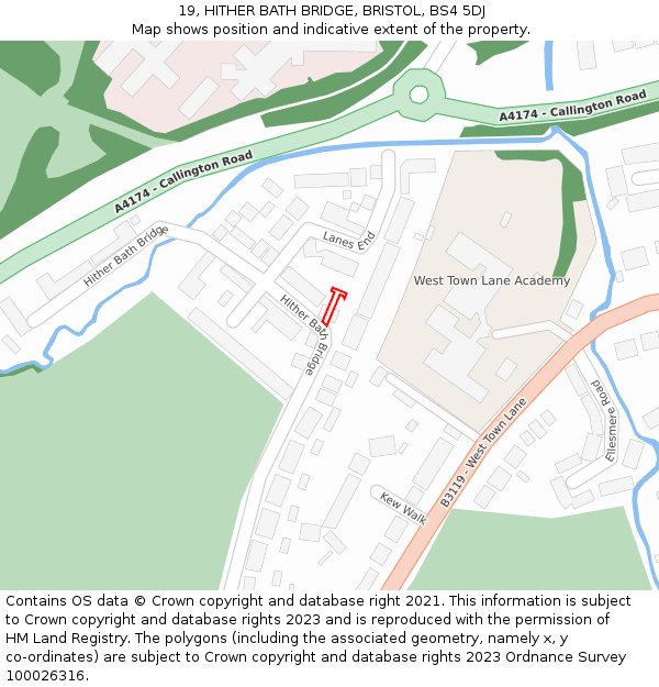 19, HITHER BATH BRIDGE, BRISTOL, BS4 5DJ: Location map and indicative extent of plot