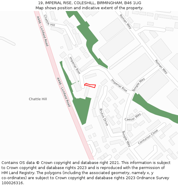 19, IMPERIAL RISE, COLESHILL, BIRMINGHAM, B46 1UG: Location map and indicative extent of plot