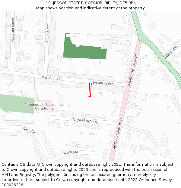 19, JESSOP STREET, CODNOR, RIPLEY, DE5 9RN: Location map and indicative extent of plot
