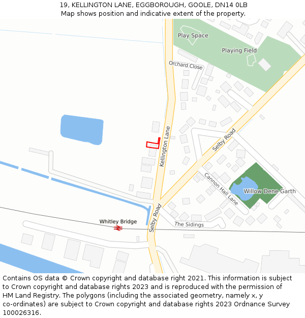19, KELLINGTON LANE, EGGBOROUGH, GOOLE, DN14 0LB: Location map and indicative extent of plot