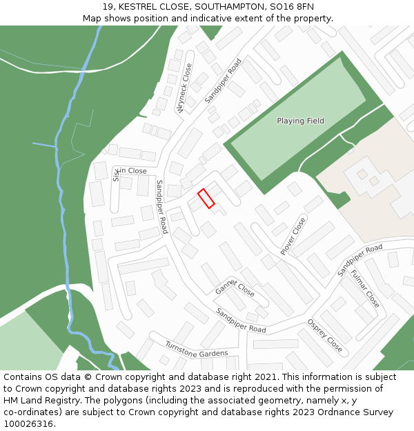 19, KESTREL CLOSE, SOUTHAMPTON, SO16 8FN: Location map and indicative extent of plot