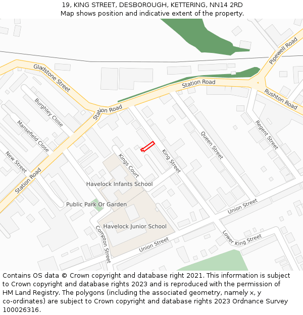 19, KING STREET, DESBOROUGH, KETTERING, NN14 2RD: Location map and indicative extent of plot
