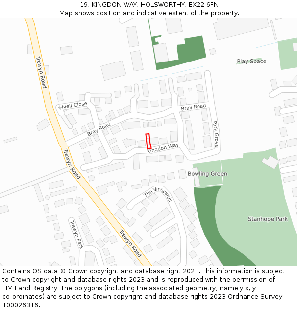 19, KINGDON WAY, HOLSWORTHY, EX22 6FN: Location map and indicative extent of plot