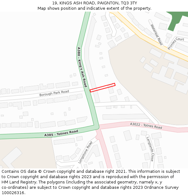 19, KINGS ASH ROAD, PAIGNTON, TQ3 3TY: Location map and indicative extent of plot