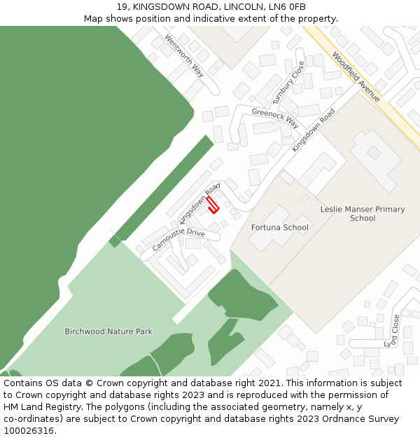 19, KINGSDOWN ROAD, LINCOLN, LN6 0FB: Location map and indicative extent of plot