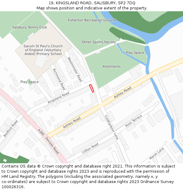 19, KINGSLAND ROAD, SALISBURY, SP2 7DQ: Location map and indicative extent of plot