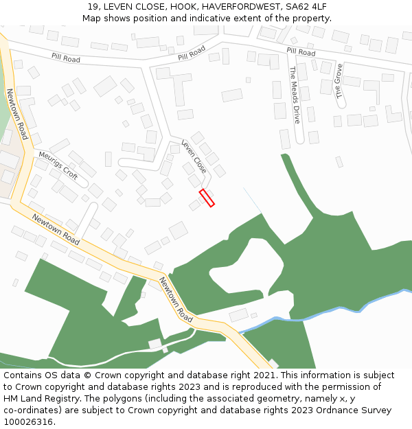 19, LEVEN CLOSE, HOOK, HAVERFORDWEST, SA62 4LF: Location map and indicative extent of plot