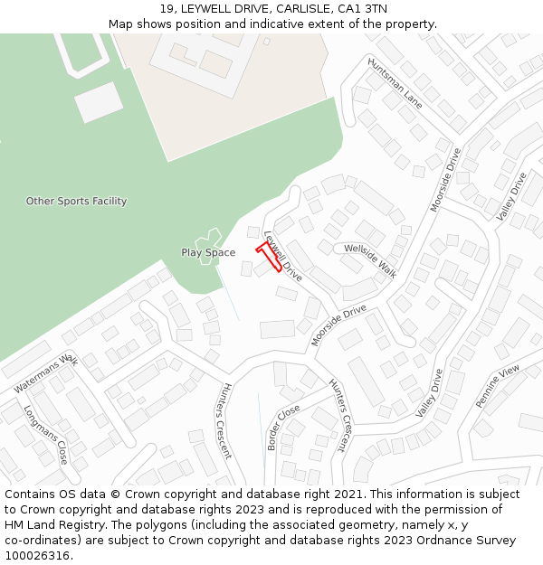 19, LEYWELL DRIVE, CARLISLE, CA1 3TN: Location map and indicative extent of plot