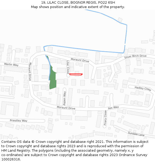 19, LILAC CLOSE, BOGNOR REGIS, PO22 6SH: Location map and indicative extent of plot