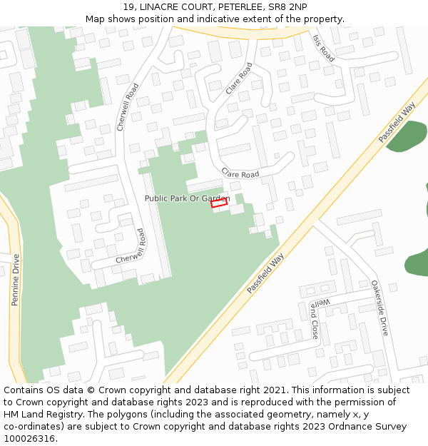 19, LINACRE COURT, PETERLEE, SR8 2NP: Location map and indicative extent of plot