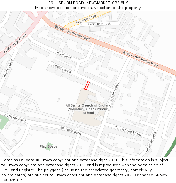 19, LISBURN ROAD, NEWMARKET, CB8 8HS: Location map and indicative extent of plot