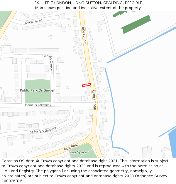 19, LITTLE LONDON, LONG SUTTON, SPALDING, PE12 9LE: Location map and indicative extent of plot
