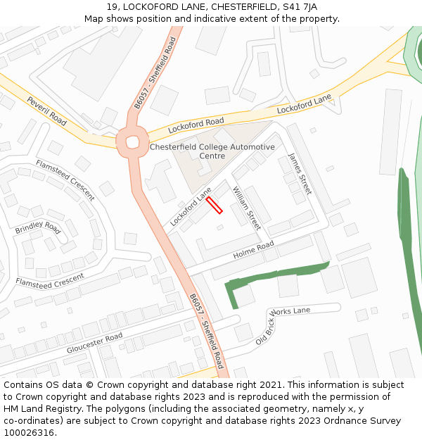 19, LOCKOFORD LANE, CHESTERFIELD, S41 7JA: Location map and indicative extent of plot