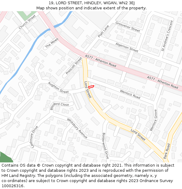 19, LORD STREET, HINDLEY, WIGAN, WN2 3EJ: Location map and indicative extent of plot