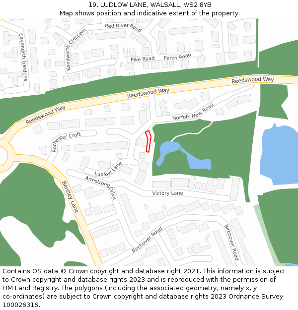 19, LUDLOW LANE, WALSALL, WS2 8YB: Location map and indicative extent of plot