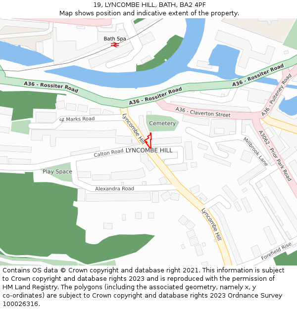 19, LYNCOMBE HILL, BATH, BA2 4PF: Location map and indicative extent of plot